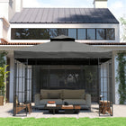 Outsunny - Toile de remplacement pour gazebo 10 pi L x 10 pi l avec trous de drainage, 370g/㎡, UPF30+, COUVERTURE SUPÉRIEURE SEULEMENT, gris foncé-Trous de drainage pour l'eau de pluie