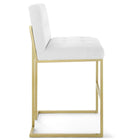 Modway - Privy Acier inoxydable doré Tissu rembourré Tabouret de bar - Or Blanc-Touffe élégante de biscuits