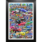 Auto Racing Collage Michael Fishel impression - Impression encadree - 27" x 35"-Impression d'art de haute qualité avec passe-partout et encadrement professionnel