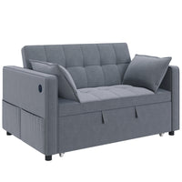 HOMCOM - Canapé-lit gigogne avec port USB et dossier réglable - gris foncé-Le design 3-en-1 se transforme de canapé en lit ou en fauteuil inclinable, avec deux coussins pour plus de confort 
