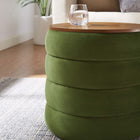 Modway - Mezzo Manche Performance Velvet Ottoman de stockage - Vert mousse-Couvercle de placage à grains de bois