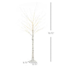 HOMCOM - Arbre de bouleau artificiel lumineux 6 pi avec 96 LED blanc chaud - blanc-Les branches pliables permettent de bricoler la forme de l'arbre 