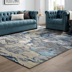 Modway - Entourage Feuillage Moderne Abstrait contemporain Tapis de comédie 8 pi l x 10 pi L - Bleu Beige Gris-Tissage serré à poil bas