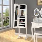 HOMCOM - Armoire à bijoux avec miroir autoportante - 11,75 po L x 57,5 po l x 14,25 po H - blanc-Solution parfaite pour organiser tous vos bijoux et accessoires 