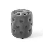Modway - Amour Ronde à boutons touffés Performance Velvet Ottoman - Gris-Rembourrage en mousse dense