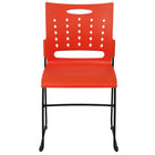 Flash Furniture - Chaise empilable orange de la série HERCULES à base traîneau d'une capacité de 881 lb avec dossier ventilé-Cadre de base de traîneau enduit de poudre noire avec patins glisseurs en plastique