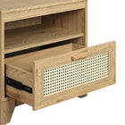 Manhattan Comfort - Table de nuit Sheridan 21,63" style mid-century moderne - Nature-Poignée horizontale en bois massif avec finition peinte