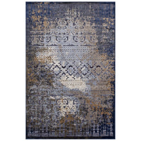 Modway - Kalene Turc vintage vieilli vieilli Tapis de 5 pi l x 8 pi L - Rouille bleue et crème-Tissage texturé à poil bas et doux