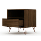 Manhattan Comfort - Rockefeller Table de Nuit 1 Tiroir Style Mid-Century Modern 51 cm - Marron - Lot de 2-Capacité de 5 kg par étagère et tiroir