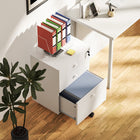 HOMCOM - Classeur à 3 tiroirs avec serrure, mobile - blanc-Dimensions compactes permettant de glisser le meuble sous la plupart des bureaux afin d’optimiser l’espace 
