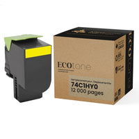 Ecotone - Lexmark 74C1HY0 Toner remanufacturé - Jaune 12K-Couleur: Jaune