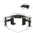 HOMCOM - Bureau d'ordinateur d'angle forme l support à clavier coulissant - 68,9 po L x 68,9 po l x 33,5 po H - noir-Fabriqué avec un cadre en acier métallique revêtu de poudre pour garantir solidité et stabilité