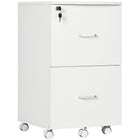 Vinsetto - Classeur mobile à 2 tiroirs pour documents Letter/A4 avec roulettes verrouillables - blanc-Le style moderne s'accorde avec tout décor de maison ou de bureau 
