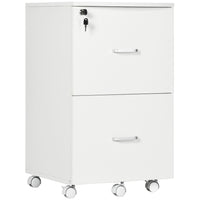 Vinsetto - Classeur mobile à 2 tiroirs pour documents Letter/A4 avec roulettes verrouillables - blanc-Le style moderne s'accorde avec tout décor de maison ou de bureau 
