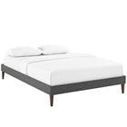 Modway - Tessie Tissu Cadre de lit complet avec pieds carrés effilés, Gris-Dix lattes de support en bois 