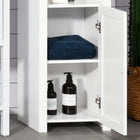 HOMCOM - Armoire de rangement de salle de bain haute avec étagère à deux niveaux et deux portes - blanc-Surface facile à nettoyer   