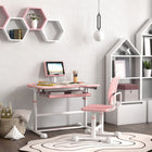 Qaba - Ensemble bureau et chaise pour enfants à hauteur réglable avec plateau inclinable - Rose-Le plateau de table spacieux s'incline de 0 à 45° pour une posture optimale 