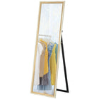 HOMCOM - Miroir pleine longueur sur pied ou à poser - 53,3 po l x 162,6 po H - marron-Cadre en MDF bicoloure rehaussant l’esthétique de la décoration de la pièce 