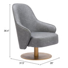 Zuo - Withby Fauteuil d’appoint - Gris-Garantie limitée de 3 ans