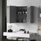Kleankin - Armoire à pharmacie murale avec miroir - 35 po l x 24 po P - gris-La surface est peinte, facile à nettoyer 