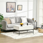 HOMCOM - Table basse relevable avec compartiment de rangement caché - blanc-Optimise les possibilités de rangement dans un espace minimal