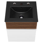 Modway - Render Fixation murale de 18" Vanette de salle de bain - Noyer blanc Noir-Bassin d’évier en céramique