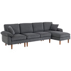 HOMCOM - canapé sectionnel avec méridienne - gris foncé-Le design en forme de L, peu encombrant, s'adapte au coin du salon, de la chambre, du bureau à domicile, etc