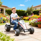 Aosom - Voiture de course pour enfants à pédales go-kart - blanc-Les roues en plastique résistantes permettent une conduite fluide et silencieuse même sur des sols irréguliers 