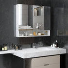 Kleankin - Armoire à pharmacie murale de salle de bain avec miroir - blanc-Une étagère réglable dans tous les compartiments supérieurs 
