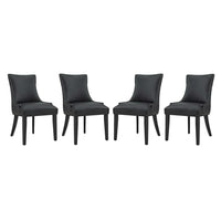 Modway - Marquis Imitation cuir Chaise à manger Ensemble de 4 - Noir-Fauteuil d’appoint moderne élégant
