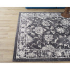 Modway - Kazia Treillis floral vieilli Tapis de comédie 8 pi l x 10 pi L - Gris foncé et ivoire-Protéger les planchers de la circulation ou des meubles