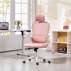 HOMCOM - Chaise de bureau ergonomique avec soutien lombaire - rose-L’appui-tête réglable et rotatif offre un soutien personnalisé de la nuque pour un confort optimal 