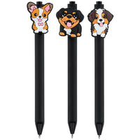 Merangue - Stylos rétractables Dog Topper - Lot de 3-Stylos fantaisie avec embouts en forme de chien