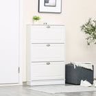 HOMCOM - Armoire à chaussures étroite avec 3 tiroirs basculants pour entrée - blanc-Profondeur compacte adaptée aux espaces étroits 