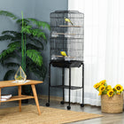 PawHut - Cage à oiseaux 62 po H avec accessoires, roulettes, support amovible, rangement - noir-Panier de rangement pour les accessoires pour animaux 