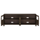 Hudson&Canal - Meuble TV Holbrook pour téléviseurs jusqu'à 75" - Alder Brown-Nettoyer avec un chiffon doux et sec, sans produits chimiques agressifs ni produits de nettoyage abrasifs