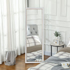 HOMCOM - Miroir pleine longueur sur pied ou à poser - 21 po l x 64 po H - blanc-Couleur : blanc, or 