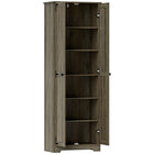 HOMCOM - Armoire de garde-manger style ferme 67 po - gris vieilli-Le style ferme rustique allie l'élégance vintage avec des portes encastrées et des accents noirs 