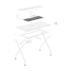 Emerge Bureau de jeu Vizon, 47 po, blanc-Support à casque d’écoute et porte-gobelet comme articles d’appartenance pour ranger les accessoires