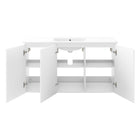 Modway - Bryn Fixation murale de 48" Vanette de salle de bain - Blanc blanc-Trous de robinet centraux 8"