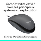 Logitech M100 Souris USB Filaire Ambidextre - Gris-Passez à la Souris Filaire M500 de Logitech : Atteignez une productivité plus haute avec un défilement horizontal ultra-rapide, une meilleure précision et 6 boutons personnalisables