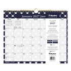 Blueline - 2027 Calendrier mural mensuel coloré avec reliure à double spirale dorée - 15 po x 12 po - Nautique - bilingue-Reliure à double spirale dorée avec œillet de suspension intégré