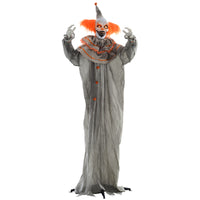 HOMCOM - Clown d'Halloween animatronique avec des yeux lumineux-Design de clown classique orange avec un bras pliable 
