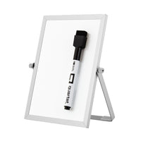 Quartet - Miroir de bureau double face et tableau effaçable à sec - 5 po x 7 po - cadre argent-Conception 2 en un :  miroir d’un côté, tableau effaçable à sec de l’autre 