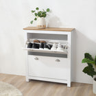 HOMCOM - Armoire à chaussures de couloir avec 2 tiroirs basculants pour 12 paires - blanc-Le design moderne s'accorde avec la plupart des styles de mobilier de votre maison 