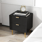 HOMCOM - Table de chevet, style moderne avec tiroir et étagère - noir-Fabriqué en MDF stable avec des pieds en métal solide 