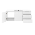 Modway - Vitality Évier simple 48" Vanette de salle de bain - Blanc blanc-Trous de robinet centraux 8"