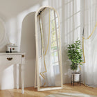 HOMCOM - Miroir corporel arqué - 21 po l x 64 po H - blanc-Fabriqué en verre trempé HD avec un film anti-éclats pour plus de sécurité 