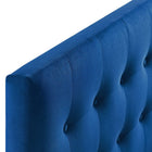 Modway - Emily Biscuit Touffé Performance Velvet Tête de lit complète, Marine-Rembourrage en mousse dense