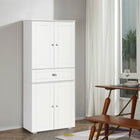 HOMCOM - Armoire de cuisine 72 po avec tiroir, 4 portes et 3 étagères réglables - blanc-Trois étagères réglables offrent un espace de rangement flexible pour les assiettes, bocaux, ustensiles et autres articles ménagers 